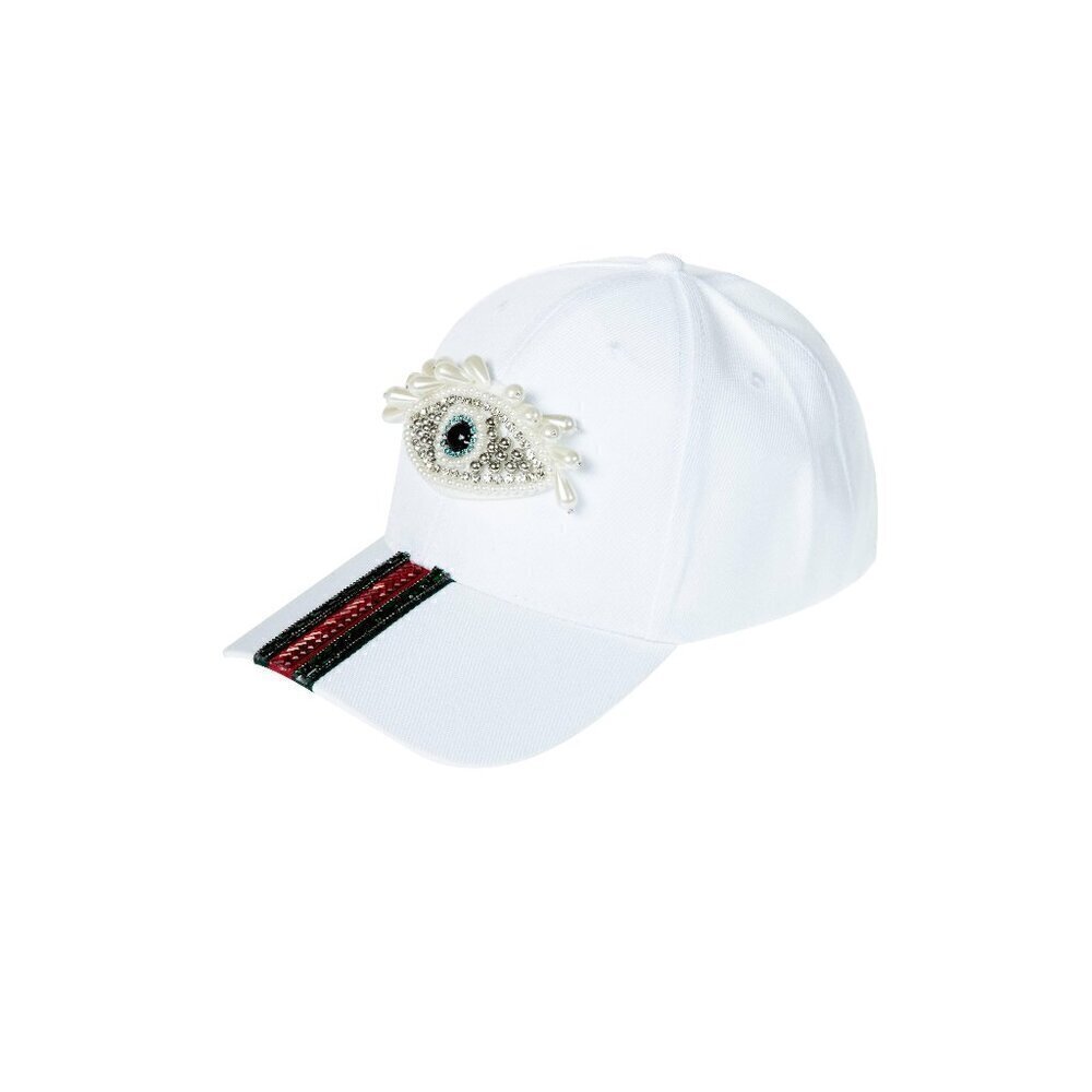 Evil Eye Pearl Rhinestone Striped Baseball Cap - Picture 2 of 7